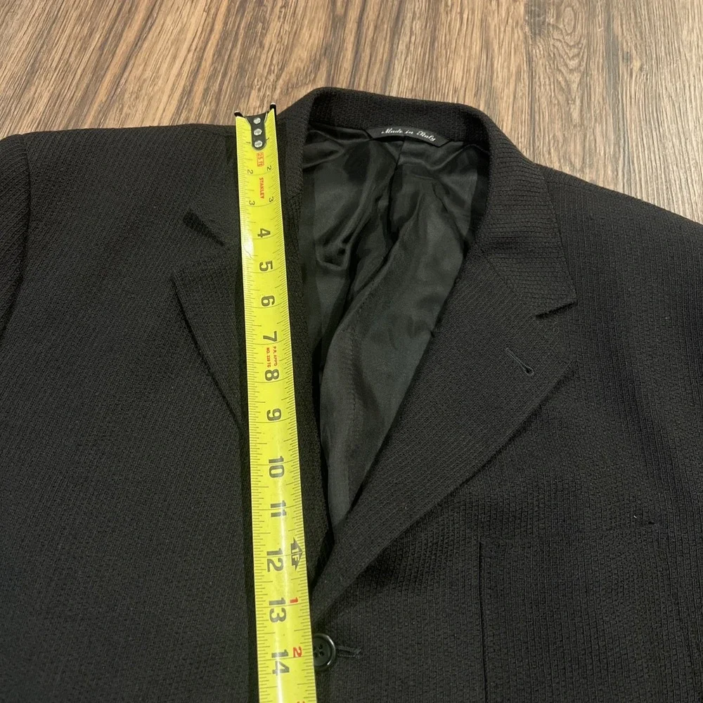 Canali Proposta Sport Coat Blazer Jacket 56L EU Waffle Knit Pure Wool In Black